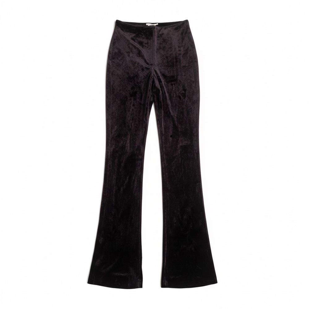 Marisa Minicucci Dark Brown Velvety Silk Blend Slightly Flared Pants